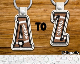Fußball Buchstaben Stickerei Schlüsselanhänger Design, Snap Key Fob Tab (Digitaler Download) ITH