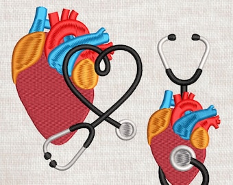 Heart Stethoscope Embroidery Design - Medical Files (pes, dst, exp, jef)