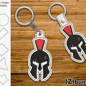 Spartan Key Fob Tab Keychain - Designs for Embroidery Machine Instant Download digital files keyfob Eyelet snap 4x4 hoop ITH star 33xx