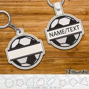 Split Soccer Ball Keychain Key Fob Tab - Designs for Embroidery Machine Instant Download digital files Eyelet snap 4x4 hoop ITH 49xx