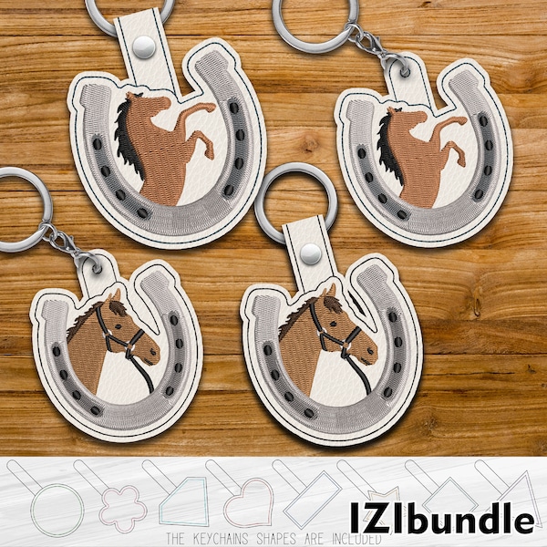 Keychain Horseshoe Snap Eyelet Key Fob Tab - Designs for Embroidery Machine Instant Download digital files 4x4 hoop ITH 2xx