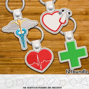 Medical Signs Snap Keychain Key Fob Tab - Designs for Embroidery Machine Instant Download digital files 4x4 hoop ITH 19xy