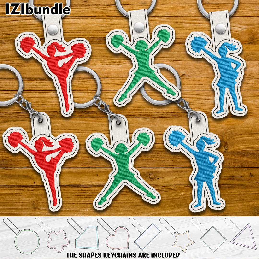 Cheerleader Keychain Embroidery Designs: ITH Key Fob (4x4 Hoop ...