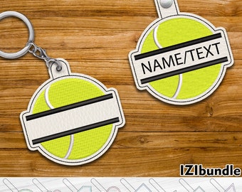 Split Tennis Ball Porte-clés Key Fob Tab - Dessins pour machine à broder Téléchargement instantané de fichiers numériques Oeillet snap 4x4 cerceau ITH 50xx