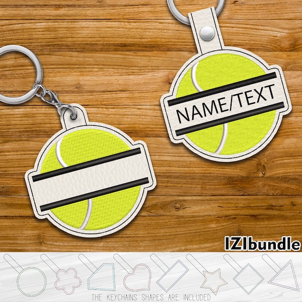 Split Tennis Ball Keychain Key Fob Tab - Designs for Embroidery Machine Instant Download digital files Eyelet snap 4x4 hoop ITH 50xx