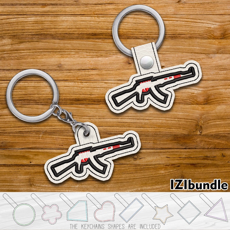 AK47 Applique Embroidery Keychain Design, Snap & Eyelet Key Fob Tab ...
