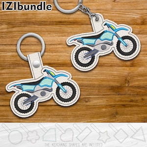 Keychain Motocross Bike Snap Eyelet Key Fob Tab - Designs for Embroidery Machine Instant Download digital files 4x4 hoop ITH 7yy