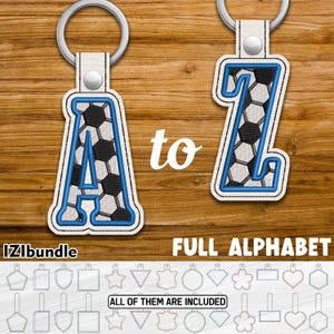 Snap Soccer Letters Embroidery Keychain Design, Snap Key Fob Tab (Digital Download) ITH
