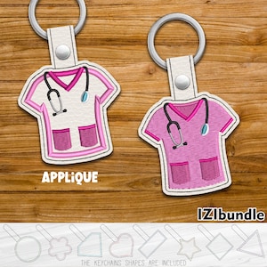 Scrubs Snap Keychain Key Fob Tab - Designs for Embroidery Machine Instant Download digital files 4x4 hoop ITH 11xy