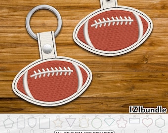 American Football Ball Stickerei Schlüsselanhänger Design, Snap & Öse Key Fob Tab (Digitaler Download) ITH