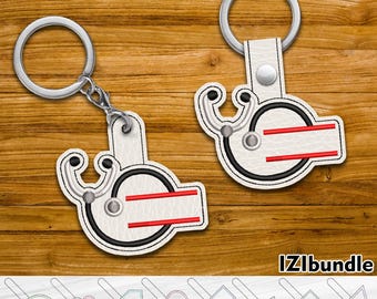 Split Stethoscope Embroidery Keychain Design, Snap & Eyelet Key Fob Tab (Digital Download) ITH
