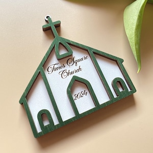 Kirche Gemeinde Dekor Weihnachten personalisierte Verzierung Laser-cut Name Gemeinde WEIHNACHTEN Holzdekor religiöse Weihnachtsdeko Custom