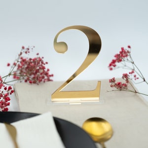Gold wedding table numbers , Acrylic table numbers, Mirror Gold Table numbers , Table numbers wedding , Wedding number Custom Table Numbers
