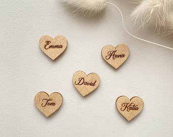 Wooden Heart Name Tag , Wedding Tags Gift Tags Engraved Heart Name Tag , Wedding Labels , Valentine’s Day Name Tag , Baby Shower Gift Tags,