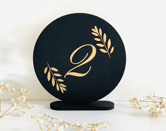 Table Numbers for Wedding , Round table numbers , Black table numbers , Custom table names , Elegant Laser Cut Table Numbers , Wood Numbers