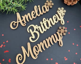 Christmas place cards Laser cut names Place names Christmas stocking tags Merry Christmas gift tags personalized Christmas snowflakes