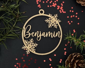 Personalized christmas ball , Custom CHRISTMAS tree baubles , CHRISTMAS custom gift tags with name , laser cut names , bauble personalized
