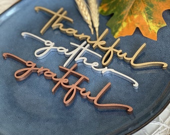 Thankful place card , Laser Cut signs , Grateful Thankful Blessed Place Cards , Thanksgiving table decor , CUSTOM Thanksgiving place card