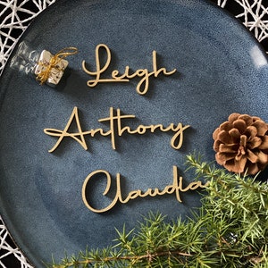 Segnaposti personalizzati, Nomi da tavolo, Nomi Laset ct, Nomi di luoghi di nozze in legno, Tag regalo di Natale, decorazioni per la tavola di nozze