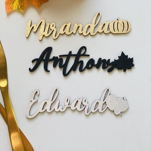 Thanksgiving place cards thanksgiving cards Thanksgiving table decor thanksgiving decor laser cut names  Laser Cut Place Cards with leaf