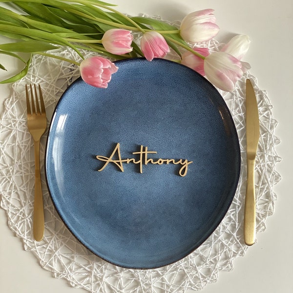 Tarjeta de lugar de boda, Tarjetas de mesa de lugar de boda personalizadas, Nombres cortados con láser, Configuración de lugar, Tarjetas de nombre de boda, Nombres de lugar, Decoración de mesa