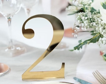Hochzeit Tischnummern, Gold Spiegel Acryl Zahlen, moderne Luxus Tischdekoration