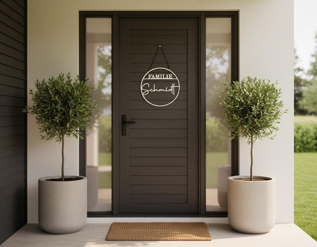 Custom Front Door Sign With Family Last Name | Wooden Door Ring Sign ...