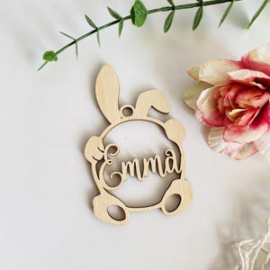 Easter Basket Bunny Tag, Custom Easter Tag, Personalized Easter Basket Name Tag, Custom Easter Tag, Wooden Bunny Tag, Personalized Name Tag