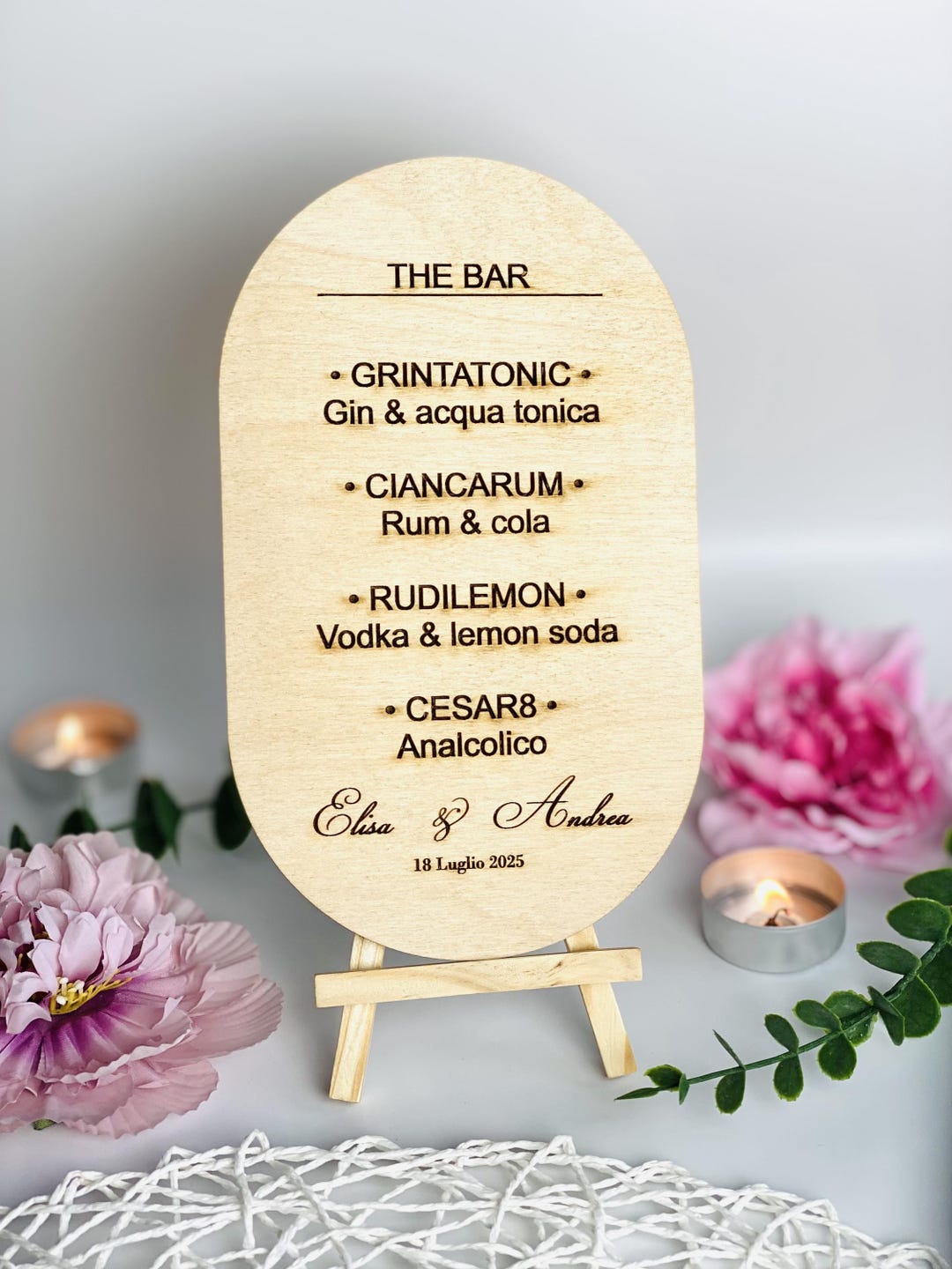 Cocktail Drinks Menu Sign – Wooden Bar Menu With Custom Name, Modern ...