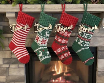 Christmas wood stocking tags Personalized Christmas Stocking Tags Christmas gift tags with a loop Christmas Present tags Name Ornament tags