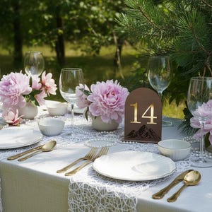 Mountain Wedding Table Numbers, Rustic Wooden Wedding Reception Decor, Adventure Wedding Table Signs, Personalized Table Numbers