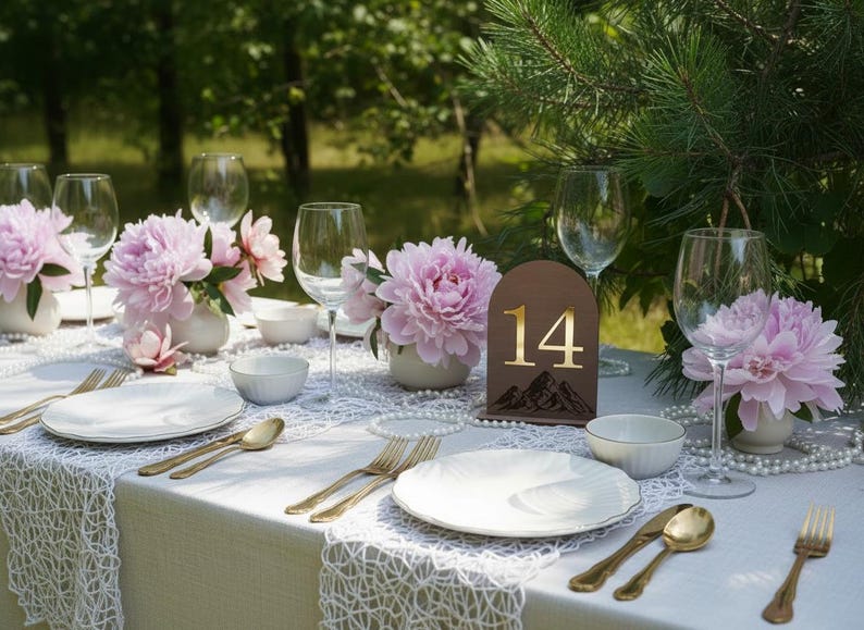 Mountain Wedding Table Numbers, Rustic Wooden Wedding Reception Decor, Adventure Wedding Table Signs, Personalized Table Numbers