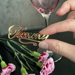 Gepersonaliseerde glasdecor Bruiloft bedel Aangepaste wijn bedel Personaliseer lasergesneden naam Bruiloft wijn bedels Gouden wijn bedels Wijnglas bedels