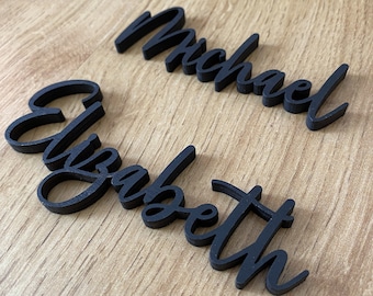 Segnaposto in legno tagliati al laser, targhette personalizzate con i nomi degli invitati, decorazioni rustiche per matrimoni, nomi personalizzati per gli ospiti.