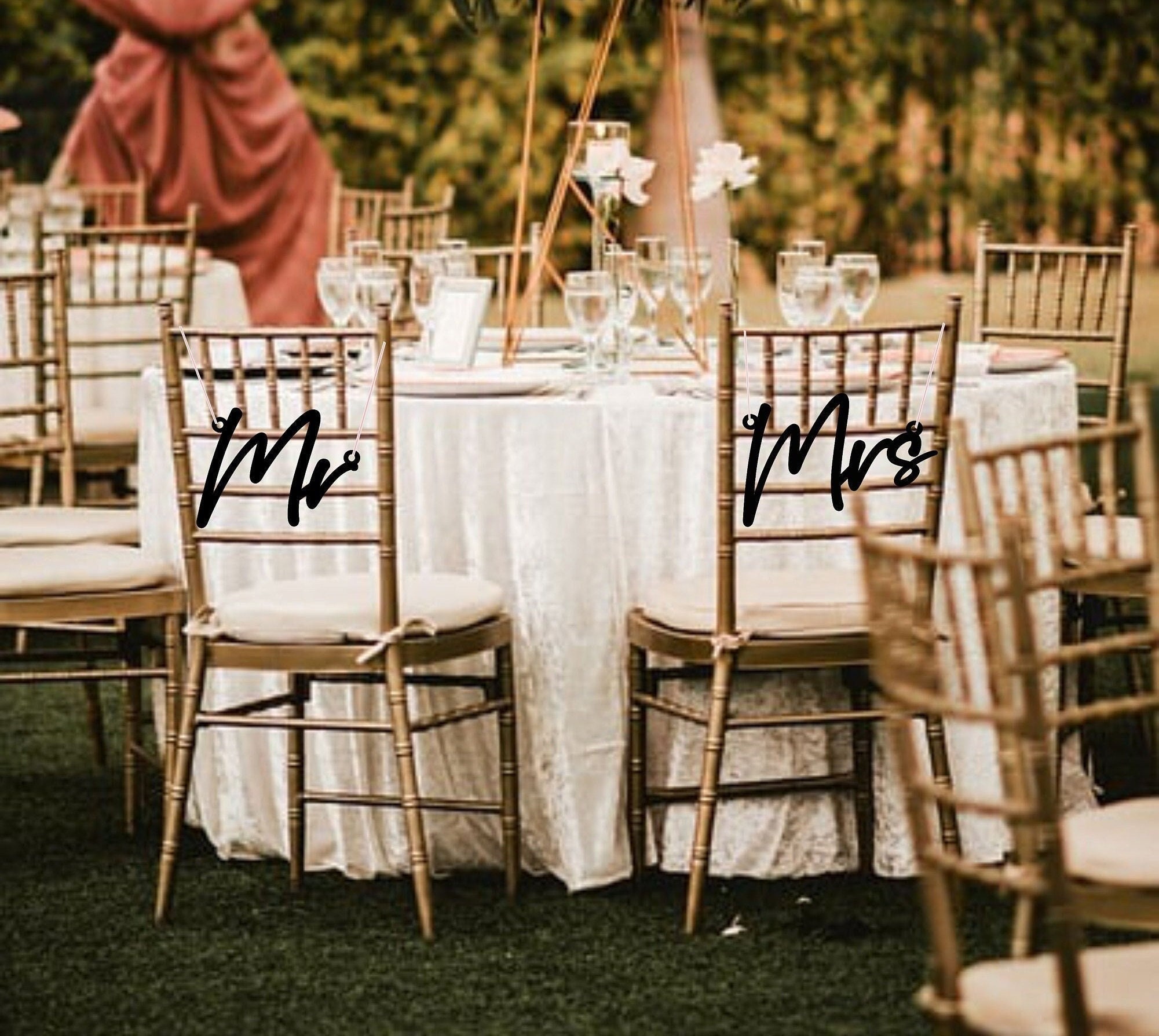 Segnaposto Per Sedia Mr & Mrs In Legno – 2 Pezzi Con Corda – Decorazioni Matrimonio Rustico - 6