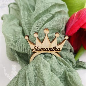 Portatovaglioli in legno personalizzati, biglietti con i nomi per matrimoni, corona, segnaposto in legno con i nomi, targhette per apparecchiatura da tavolo per matrimoni, porta tovaglioli personalizzato