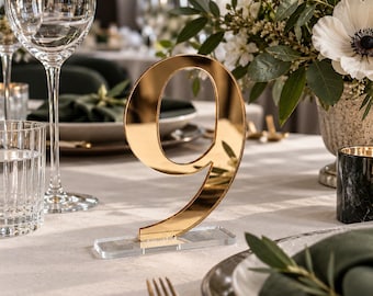 Numéros de table de mariage en acrylique miroir doré, panneaux de décoration modernes pour réception
