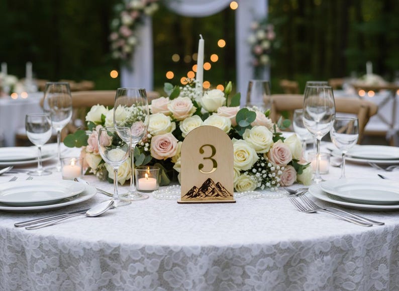 Mountain Wedding Table Numbers, Rustic Wooden Wedding Reception Decor, Adventure Wedding Table Signs, Personalized Table Numbers