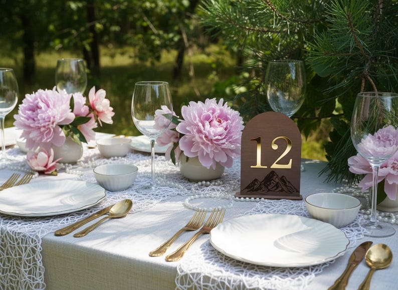 Mountain Wedding Table Numbers, Rustic Wooden Wedding Reception Decor, Adventure Wedding Table Signs, Personalized Table Numbers