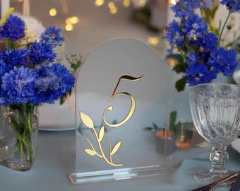 Acrylic Table Numbers, Gold Mirror Wedding Table Numbers, Modern Reception Decor, Custom Wedding Signs