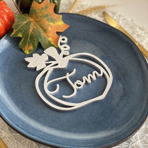 Thanksgiving-plaatskaarten Thanksgiving-decoraties ideeën tafeldecoratie pompoen-plaatskaarten Lasergesneden namen Thanksgiving-plaats