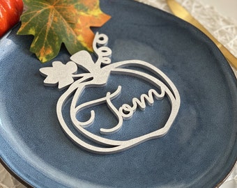 Thanksgiving place cards   thanksgiving decorations ideas table decor pumpkin place cards Laser cut names thanksgiving place