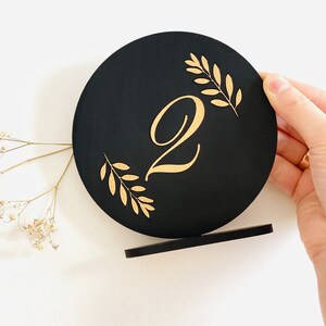 Table Numbers for Wedding , Round table numbers , Black table numbers , Custom table names , Elegant Laser Cut Table Numbers , Wood Numbers image 5