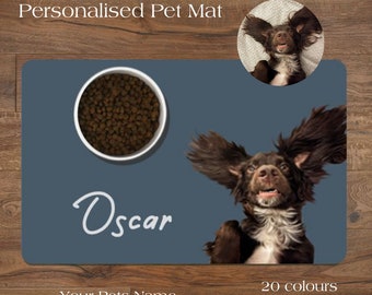 Personalised Pet Mats Using Pet Photo + Name | Personalised Dog Food Mat Personalised Cat Placemat Custom Dog Bowl Mat Personalised Pet Mat
