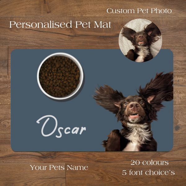 Personalised Pet Mats Using Pet Photo + Name | Personalised Dog Food Mat Personalised Cat Placemat Custom Dog Bowl Mat Personalised Pet Mat