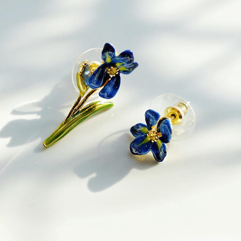 Iris Gold Flower Earrings