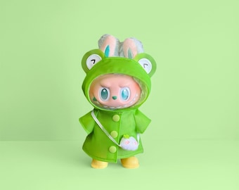 Cartoon Raincoat Doll Outfit – Handmade Waterproof Coat for  Dolls – Cute Miniature Rain Gear for Labubu / Blythe / – Doll Gift