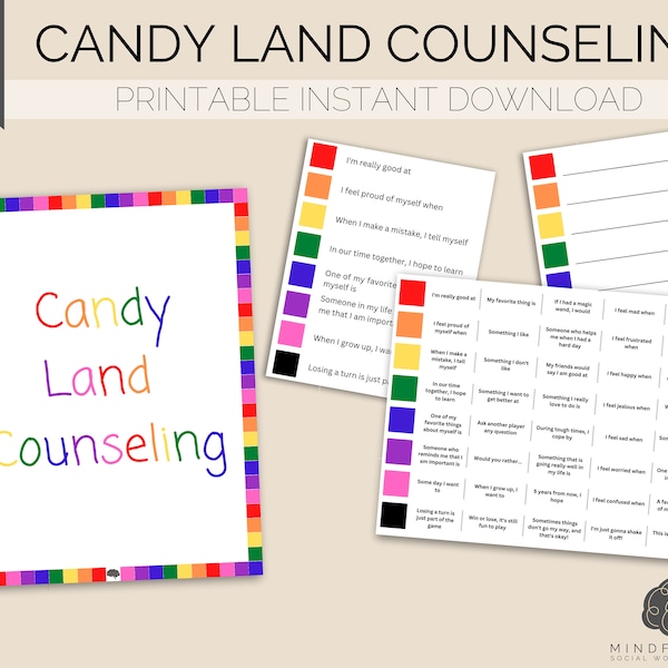 Candy Land Counseling Worksheets & Prompts