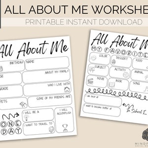 All About Me Worksheets: Getting To Know You!