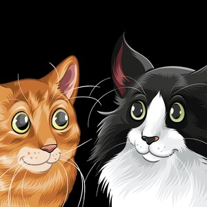 Cat Portrait, Digital download of Tabby & Sylvester Cats, Cat Cartoon, Cat Illustration, Cat PNG File - Print your own Poster/Cards/Ornament